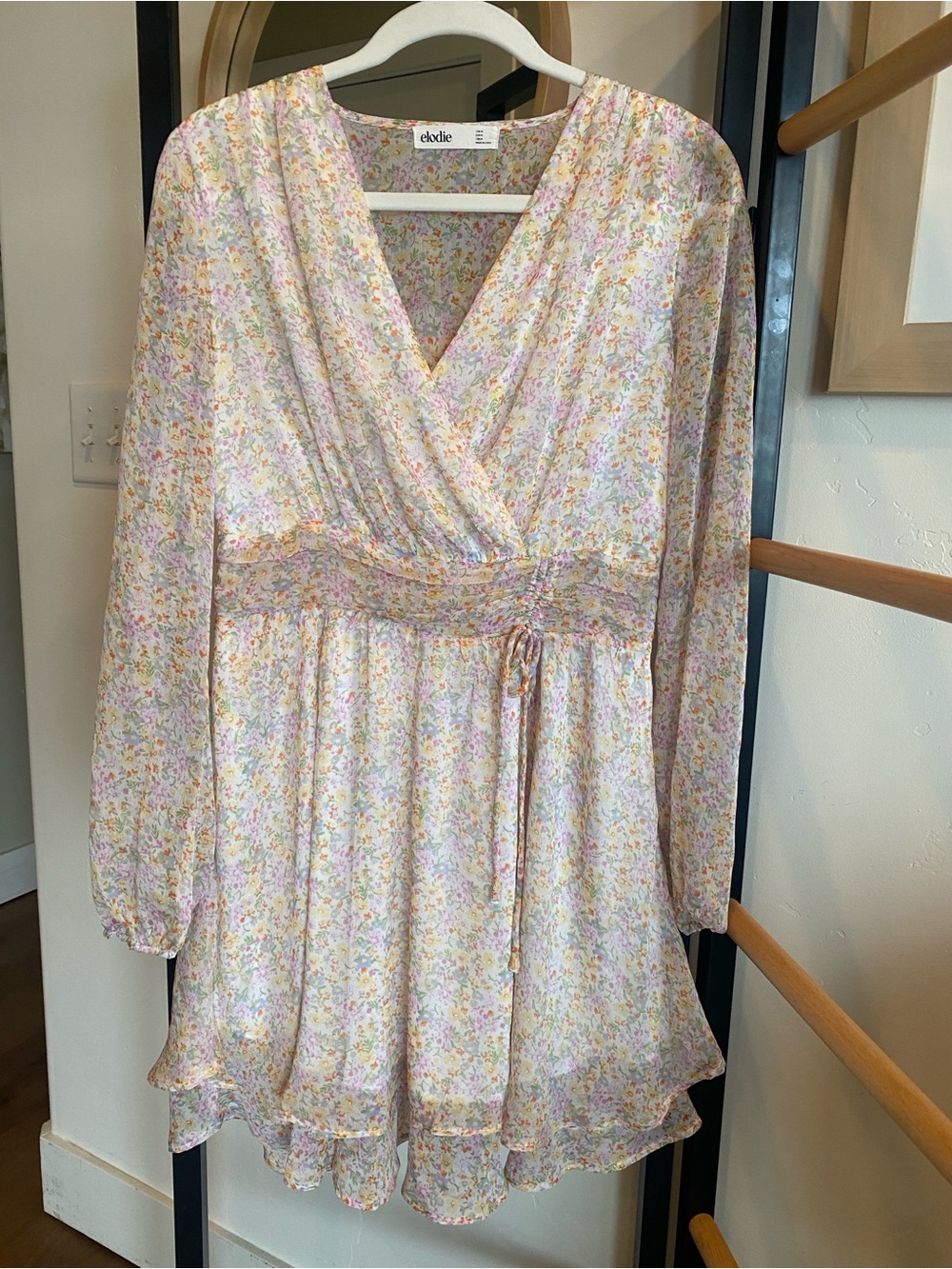 Elodie Pastel Floral Wrap Dress in Pink, Lavender & Yellow